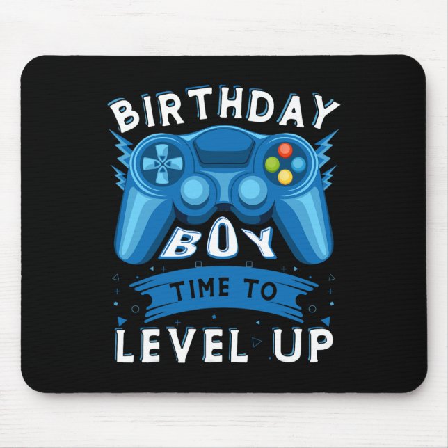 Boy Time to Level Up Video Game Birthday Gamer Boy Mousepad (Vorne)
