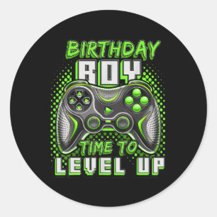 Boy Time to Level Up Video Game Birthday Party Boy Runder Aufkleber