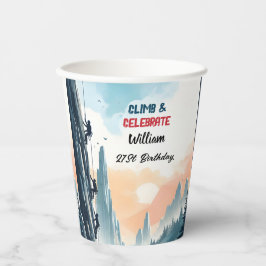 Boy Tree Fun Cliff Rock Klettern 21. Geburtstag Pappbecher