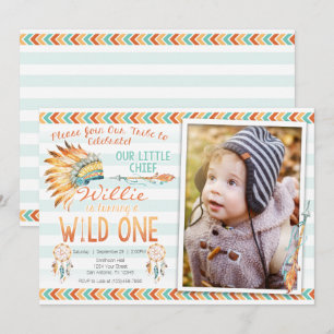 Boy Tribal Boho 1er Wild One Birthday Invitation