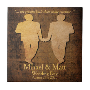 Boy trifft Boy Gay Wedding Gift Tile für Grooms Fliese