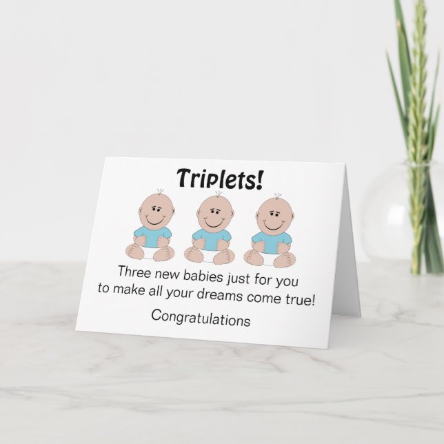 Boy Triplets New Geboren Baby Karte (Vorderseite)