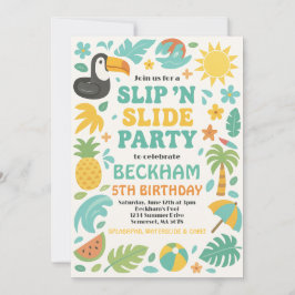 Boy Tropical Slip ’N’ Slide Birthday Party Einladung