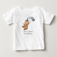 Boy Twin (Right) - Bear Party Hat - 1st Birthday