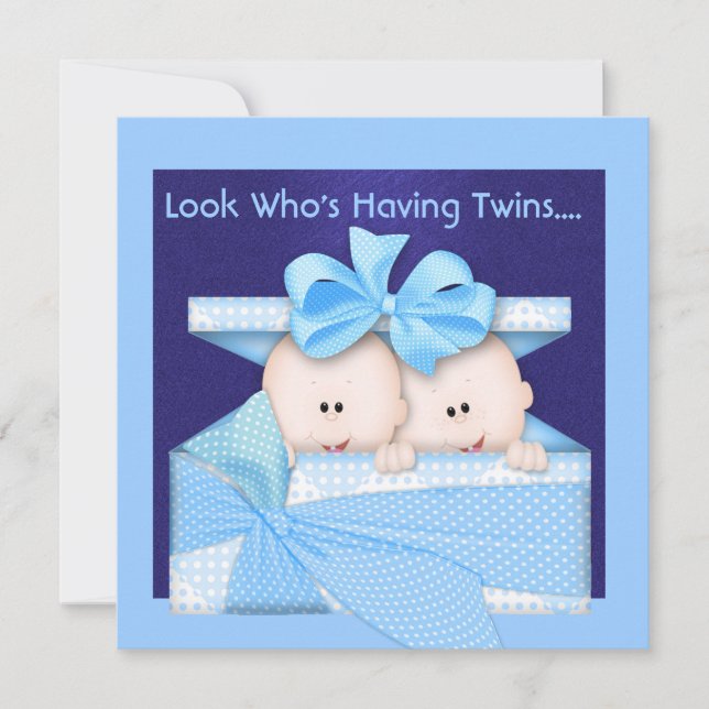 BOY TWINS BABY SHOWING INVITATION EINLADUNG (Vorderseite)