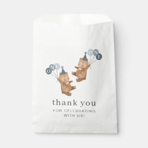 Boy Twins - Bears Party Hats - 1. Geburtstag Geschenktütchen