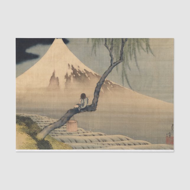 Boy Viewing Mount Fuji von Katsushika Hokusai Seidenpapier (Vorderseite)