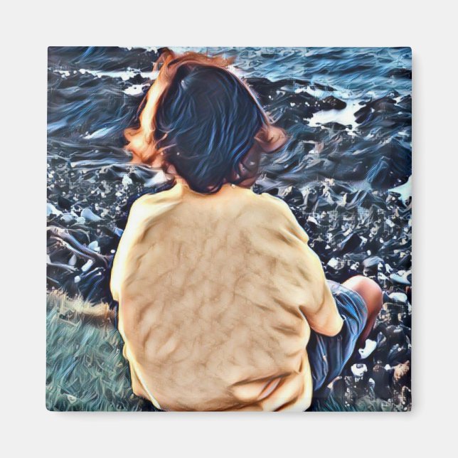 Boy Watching Sunset Magnet (Vorne)