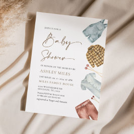 Boy Watercolor Kleidung Kinderdusche Einladung