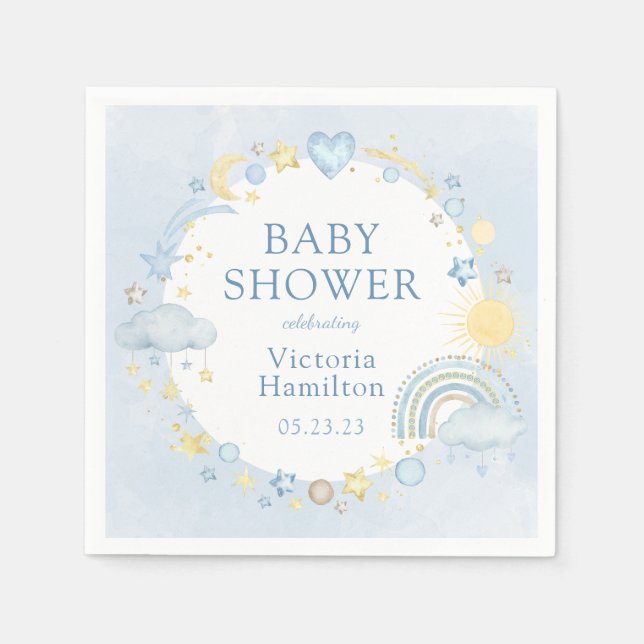 Boy Watercolor Rainbow Baby Dusche Serviette (Vorderseite)