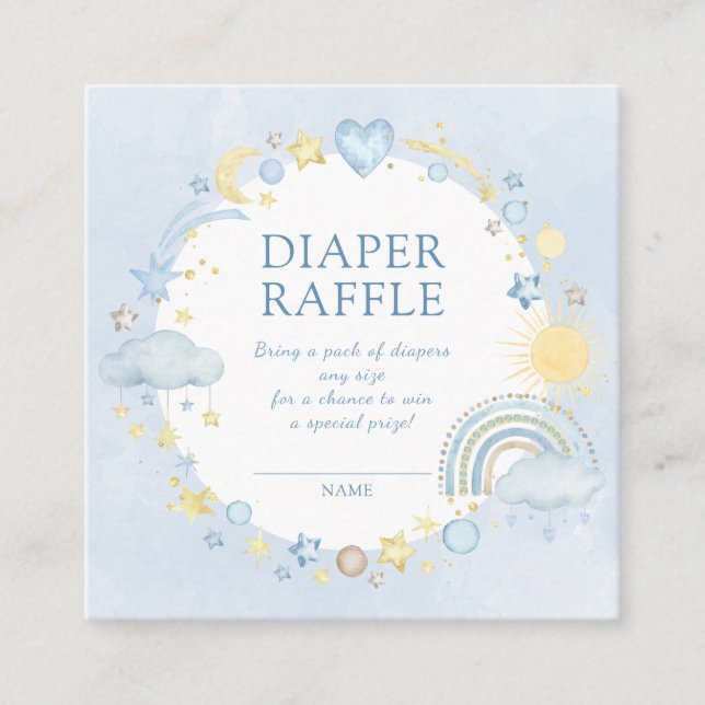 Boy Watercolor Rainbow Diaper Raffle Begleitkarte (Vorderseite)
