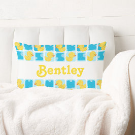 Boy Watercolor Rubber Duck Personalisierter Name Lendenkissen