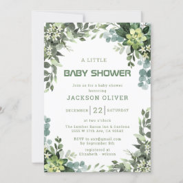 Boy Watercolor Woodland Babydusche Einladung