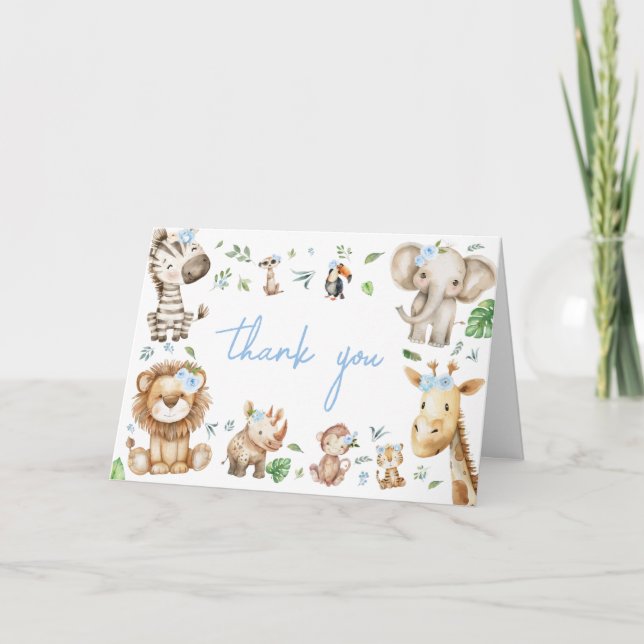 Boy Wild One Safari Dankeskarte (Vorderseite)