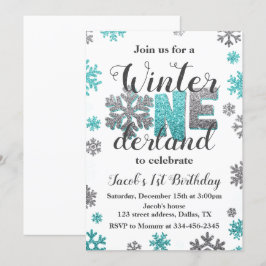 Boy Winter ONE derland Anniversaire Invitation Par