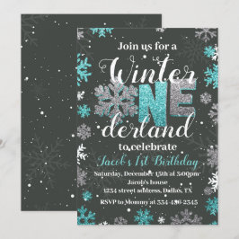Boy Winter Onederland Anniversaire Invitation Arge