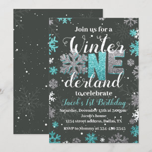 Boy Winter Onederland Anniversaire Invitation Arge