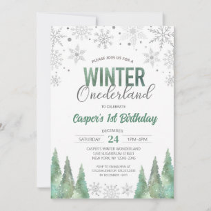 Boy Winter Onederland Snowflakes Erste Geburtstag Einladung