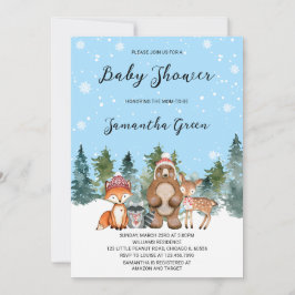 Boy Winter Woodland Babydusche Einladung