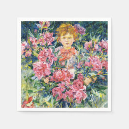 Boy With Red Peony Blume (von Robert Reid) Serviette