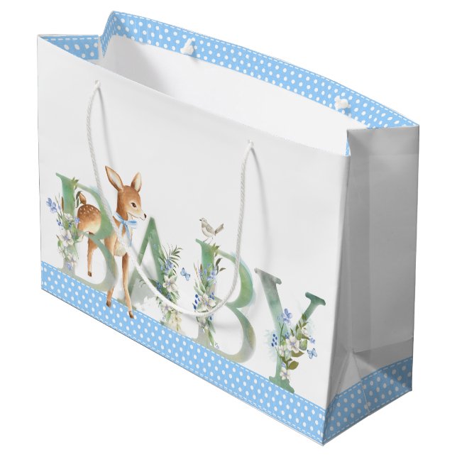 Boy Woodland Deer Baby Shooter Geschenk Große Geschenktüte (Rückseite Schrägansicht)
