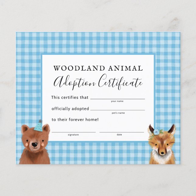 Boy Woodland Geburtsurkunde Adoption (Vorderseite)