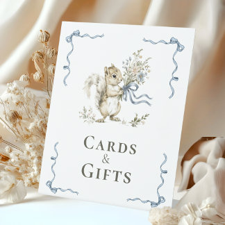 Boy Woodland Squirrel Cards Gifts Sign Baby Shower Sockelschild