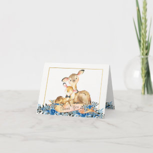Boy Wooland Deer Baby shower Merci Cartes