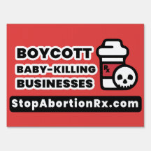 "Boycott Baby-Killing" Zeichen 18x24" StoppAbortio