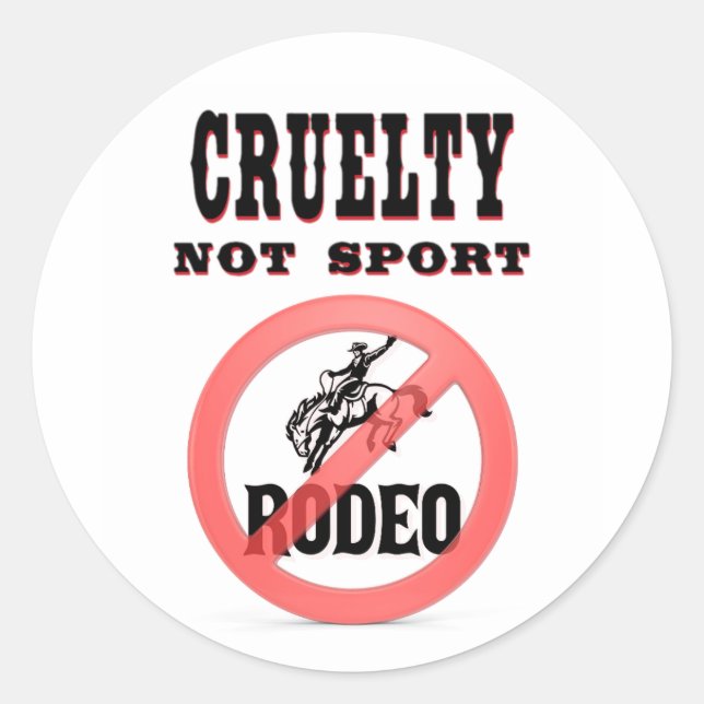 Boycott Rodeo Runder Aufkleber (Vorderseite)