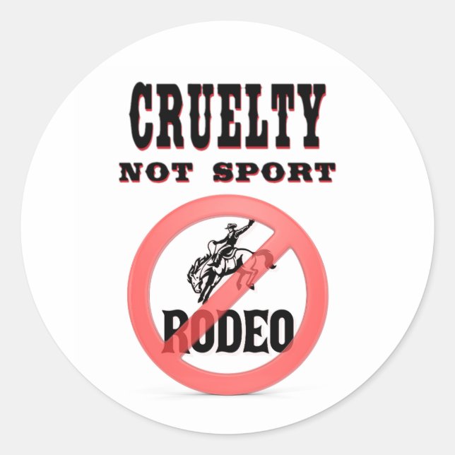 Boycott Rodeo Runder Aufkleber (Vorderseite)