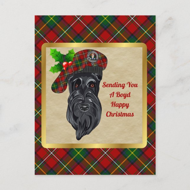 Boyd Clan Abzeichen & Tartan Weihnachten Postkarte (Vorderseite)