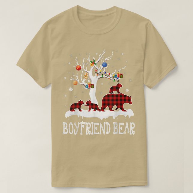 Boyfriend Bear Christmas Pajama Red Kariert Buffal T-Shirt (Design vorne)
