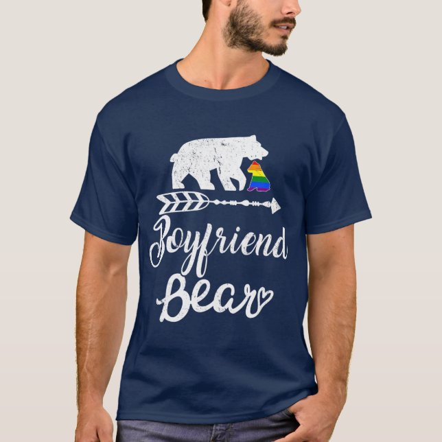 Boyfriend Bear LGB Weihnachtsregenbogen Pride Gay T-Shirt (Vorderseite)
