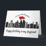 Boyfriend Birthday Liebe my Heart City Stream Karte<br><div class="desc">Liebe von Boyfriend Birthday mit all my Heart mit City Street Szene und Herzblasen</div>