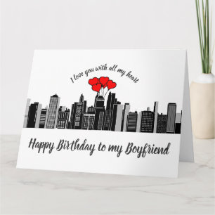 Boyfriend Birthday Liebe my Heart City Stream Karte