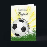Boyfriend Birthday Soccer Card Karte<br><div class="desc">Geben Sie Ihrem Fußballfreund eine Fußballkarte mit einem explosiven Fußballthema! Ein Fußball mit den Worten "Für einen wunderbaren Freund".</div>