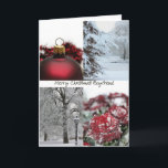 Boyfriend Christmas Red Winter Collage Feiertagskarte<br><div class="desc">Erstellt aus einem Original Studio Porto Sabbia Foto! Diese Weihnachtskarte ist in verschiedenen Sprachen erhältlich,  für spezielle (familiäre) Beziehungen und als Staat-spezifische Karte für alle US-Staaten.</div>