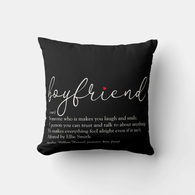 Boyfriend definiert Stilvolles Script Rot Liebe He Kissen (Vorderseite)