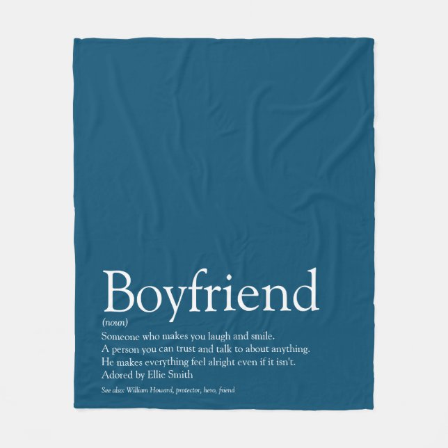 Boyfriend Definition Cool Fun Blue Fleecedecke (Vorderseite)