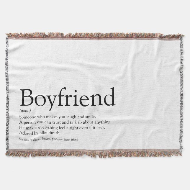 Boyfriend Definition Cool Spaß Schwarz und Weiß Decke (Vorderseite)
