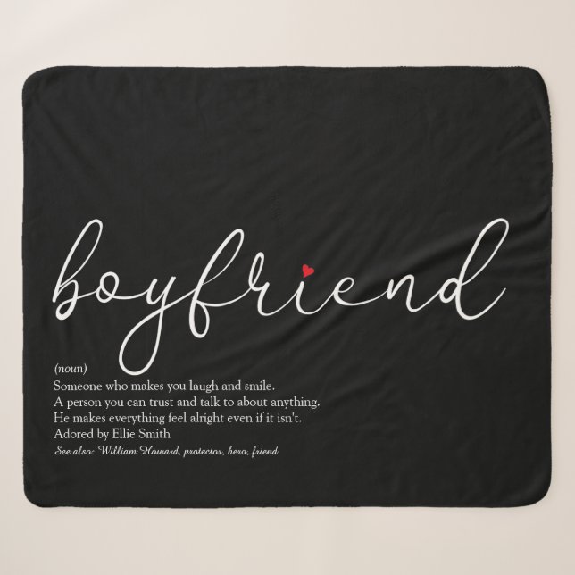 Boyfriend Definition Liebe Herz Elegantes Skript Sherpadecke (Vorderseite (Horizontal))