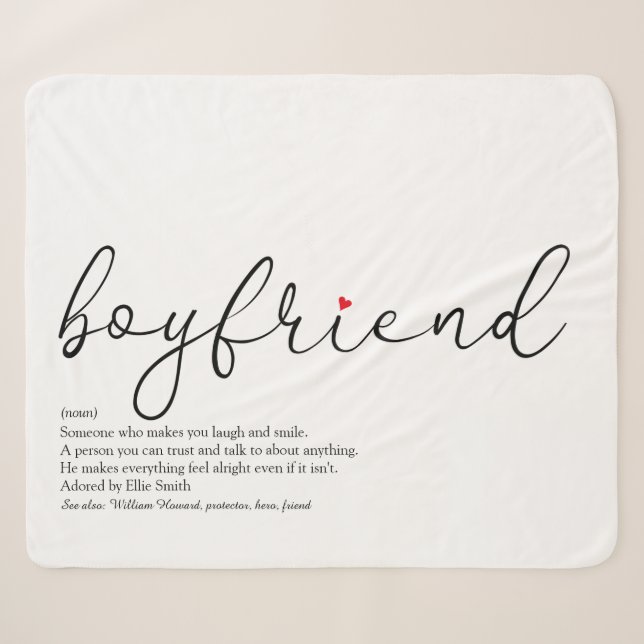 Boyfriend Definition Red Heart Elegantes Skript Sherpadecke (Vorderseite (Horizontal))