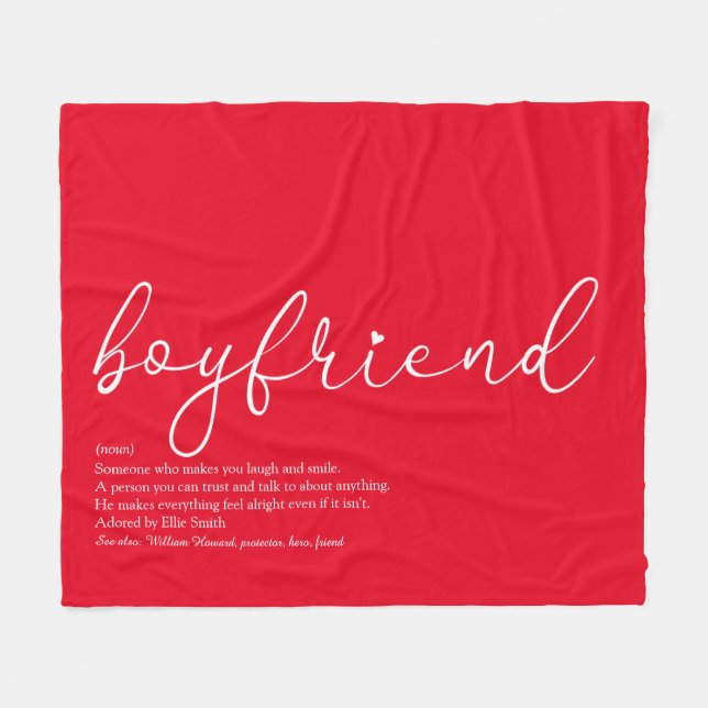 Boyfriend Definition Script Liebe Heart Red Fleecedecke (Vorderseite (Horizontal))