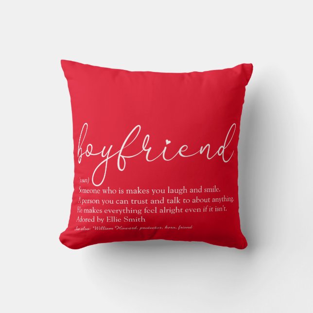Boyfriend Definition Stilvolle Script-Liebe Heart  Kissen (Vorderseite)