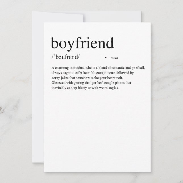 Boyfriend Definition Valentinstag Karte (Vorderseite)