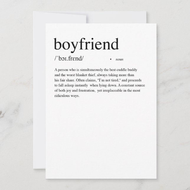 Boyfriend Definition Valentinstag Karte (Vorderseite)