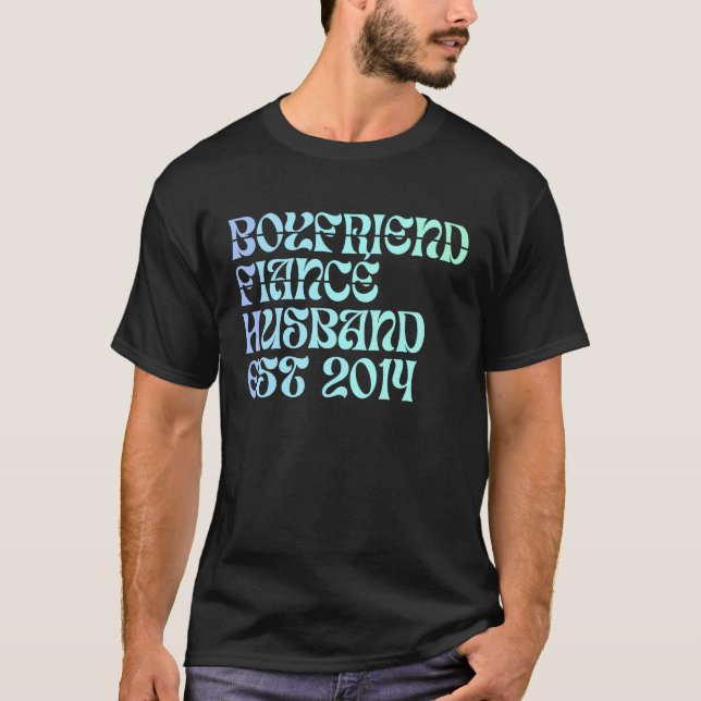 Boyfriend Fiance Husband Est 2014 Wedding Annivers T-Shirt (Vorderseite)