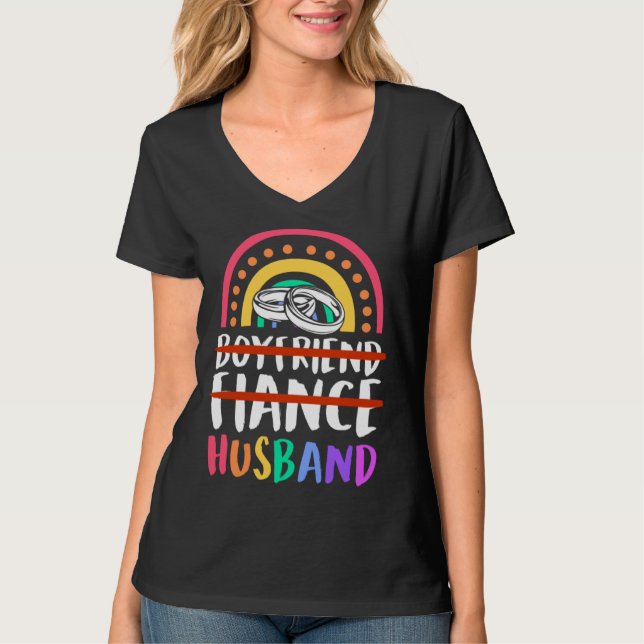 Boyfriend Fiance Husband Gay Pride Wedding Bohemia T-Shirt (Vorderseite)