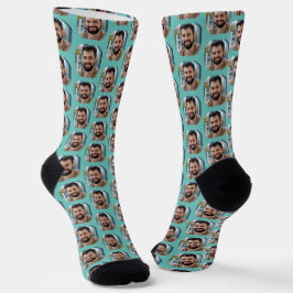 Boyfriend Foto for Girlfriend Fun Light Aquamarin Socken